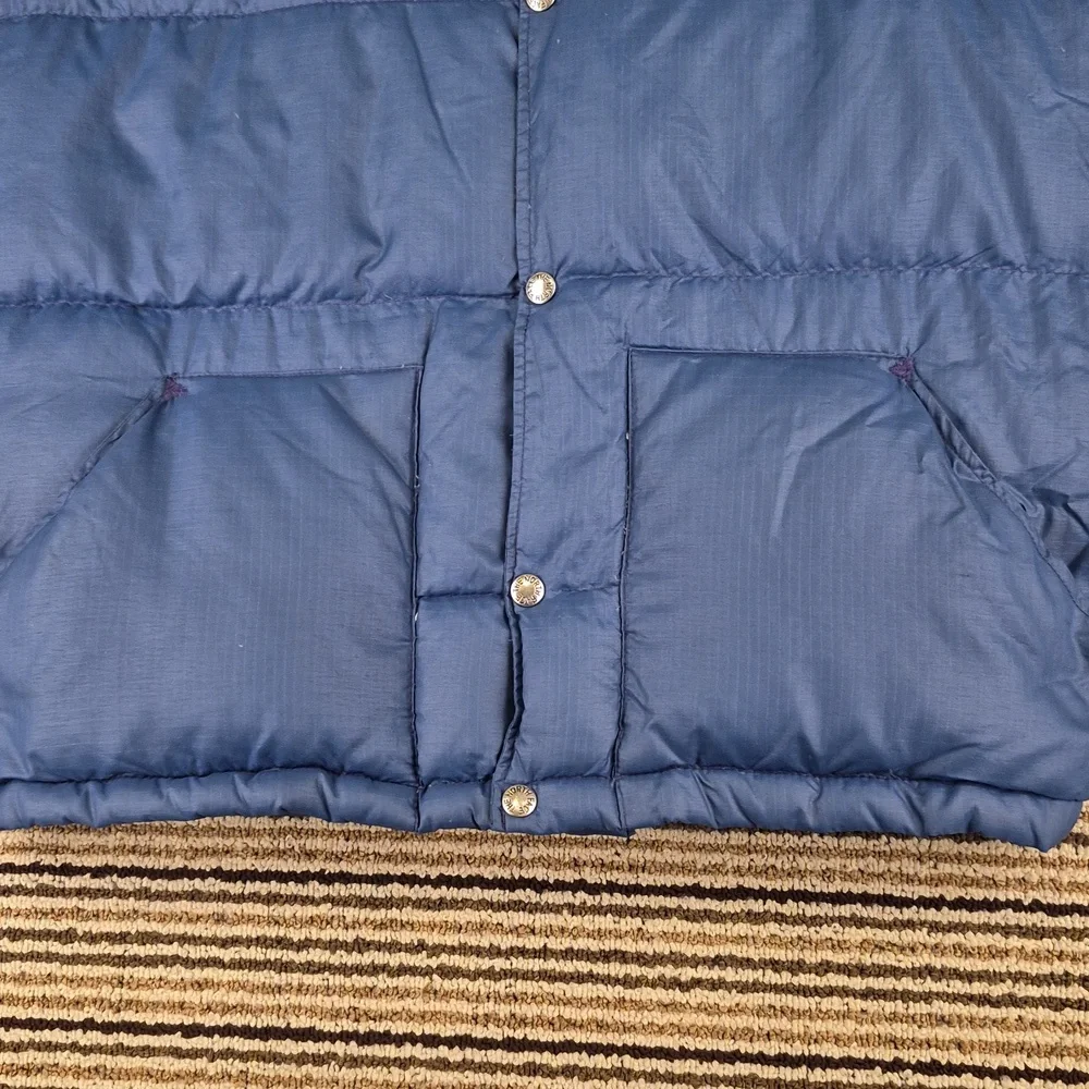 THE NORTH FACE Blue Goose‎ Down Puffer Mens Large Full Button Vest VTG 70s RARE
